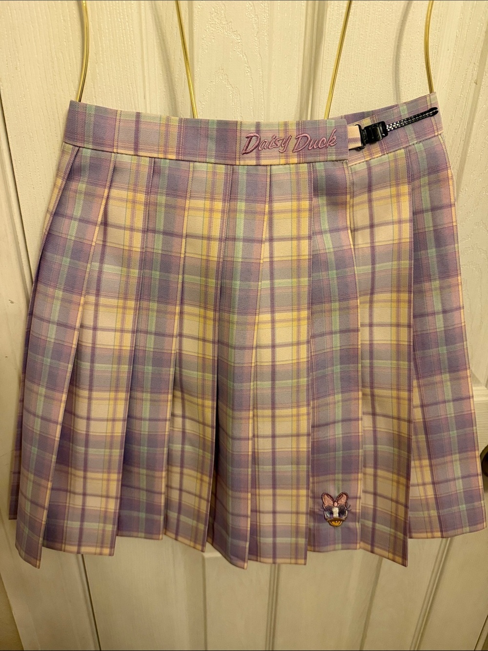 Disney Pastel Plaid Pleated Skirt Lavender & Yellow #157